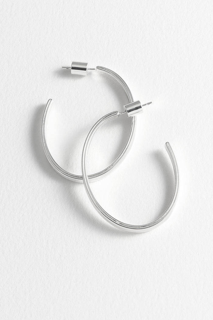 Estella Bartlett Large Grooved Oval Hoops Silver Plated