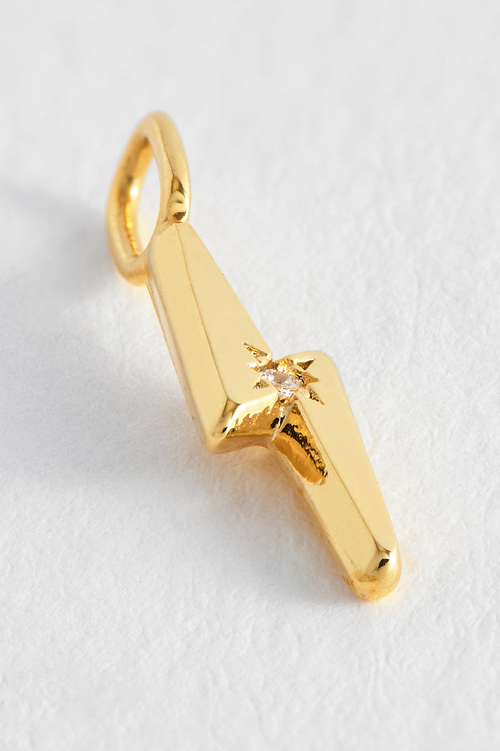 Estella Bartlett Lightning Bolt CZ Charm Gold Plated