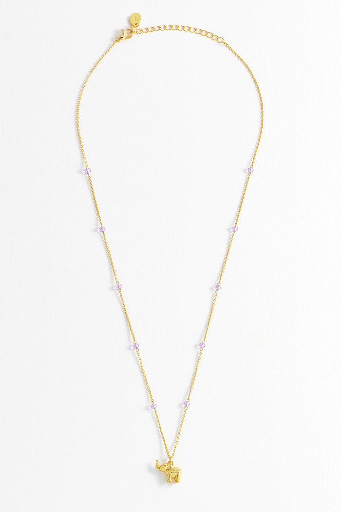 Estella Bartlett Lilac Elephant Necklace Gold Plated | Lilac Packaging Message: Spirit Animal