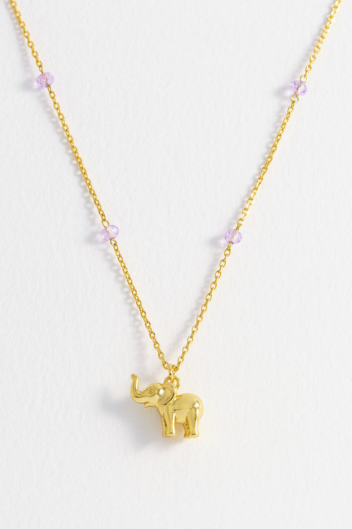 Estella Bartlett Lilac Elephant Necklace Gold Plated | Lilac Packaging Message: Spirit Animal
