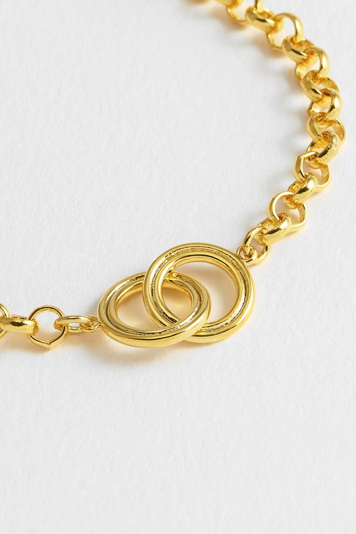 Estella Bartlett Linked Grooved Circles Bracelet Gold Plated