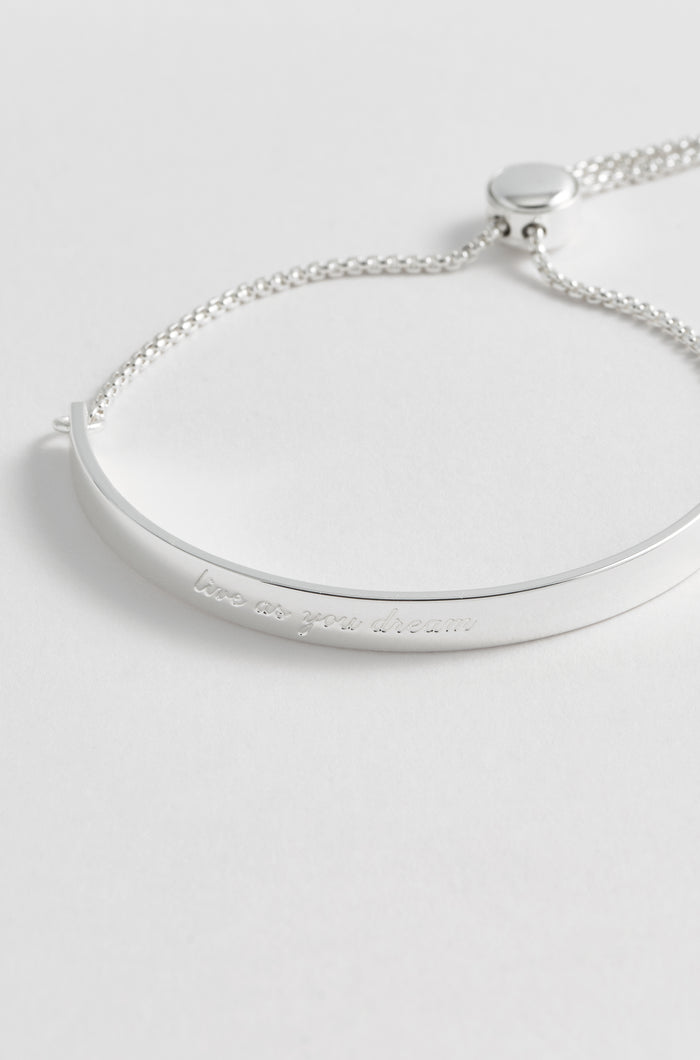 Estella Bartlett Live As You Dream Slider Bangle Silver Plated Packaging Message: Live As You Dream
