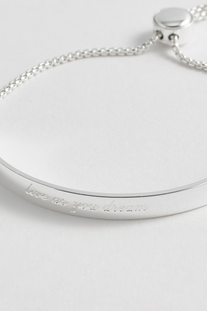 estella bartlett Live As You Dream Slider Bangle Silver Plated Packaging Message: Live As You Dream