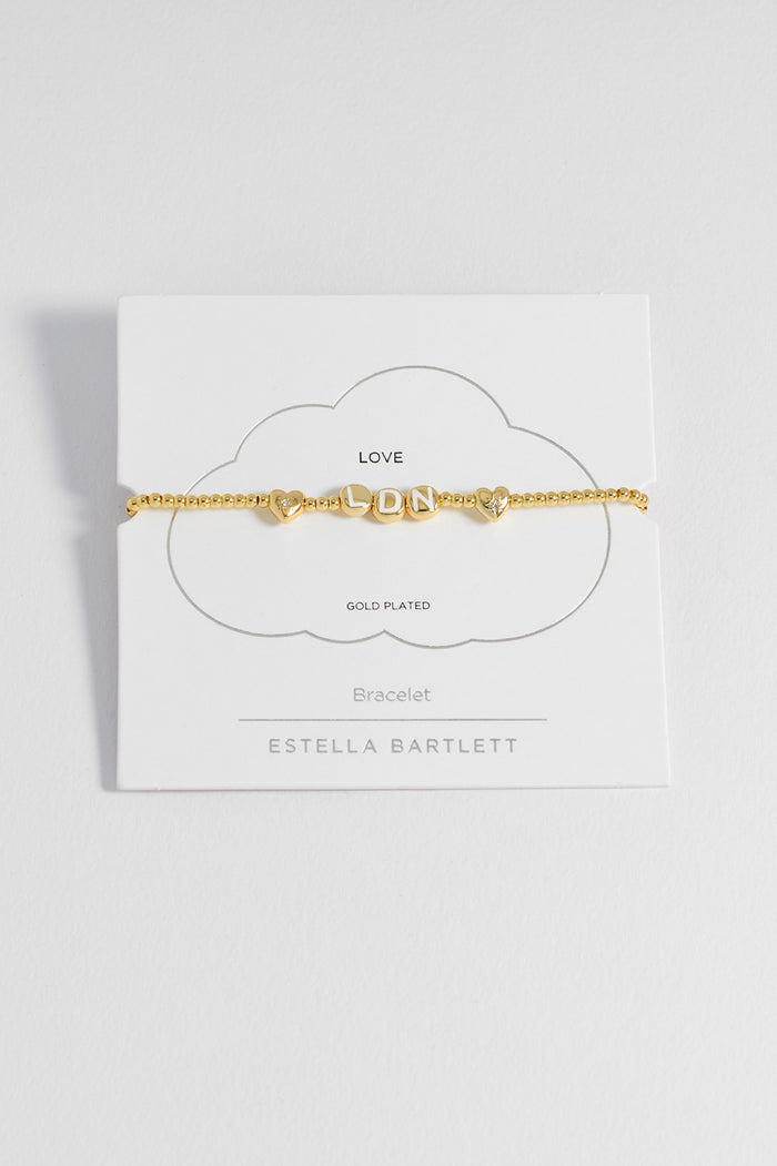 estella bartlett London Letter Bead Bracelet Gold Plated Packaging Message: Love