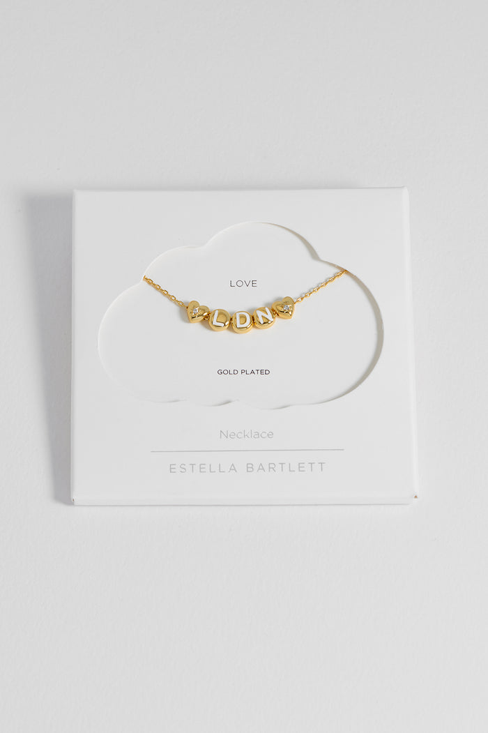 estella bartlett London Letter Bead Necklace Gold Plated Packaging Message: Love