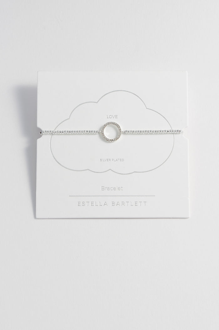 estella bartlett Louise CZ Circle Bracelet Silver Plated Packaging Message: Love