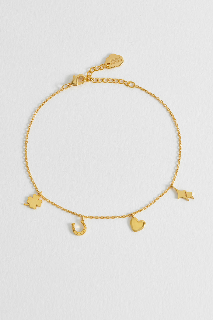 Estella Bartlett Love And Luck Charm Bracelet Gold Plated Packaging Message: Luck