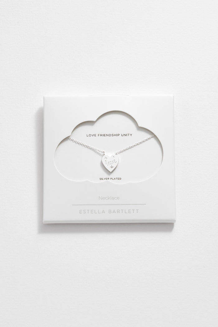 Estella Bartlett Love Engraved Pendant Silver Plated Packaging Message: Love Friendship Unity