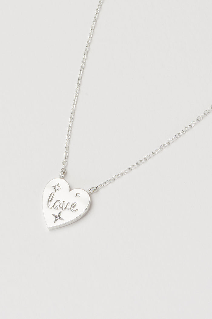 estella bartlett Love Engraved Pendant Silver Plated Packaging Message: Love Friendship Unity