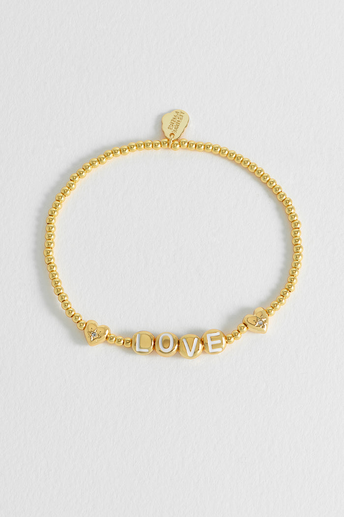 Estella Bartlett Love Letter Bead Bracelet Gold Plated Packaging Message: All Your Need Is Love