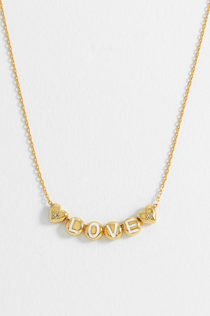 Estella Bartlett Love Letter Bead Necklace Gold Plated Packaging Message: All You Need Is Love