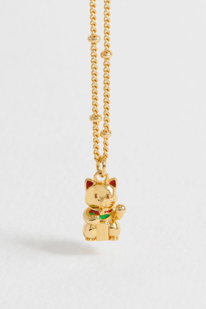 Estella Bartlett Lucky Cat Necklace Gold Plated Packaging Message: Lucky You