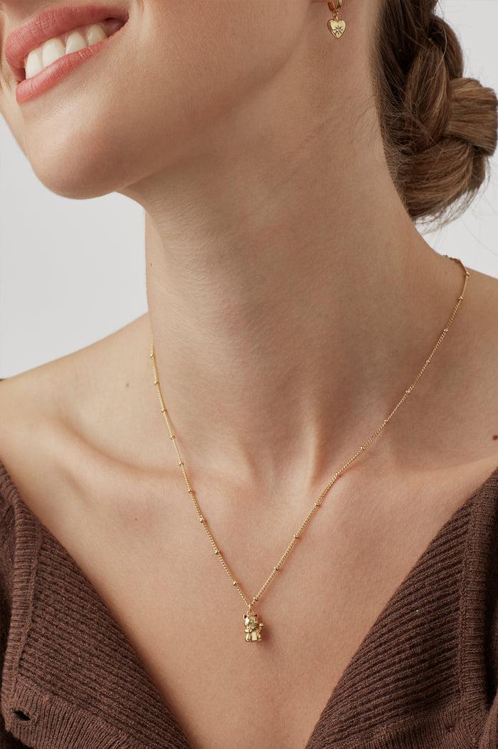 Estella Bartlett Lucky Cat Necklace Gold Plated Packaging Message: Lucky You