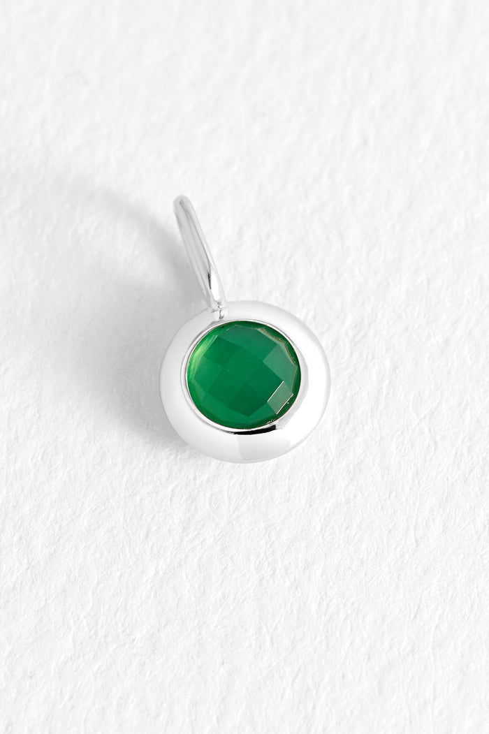 estella bartlett May Birthstone Charm Silver Plated | Green Onyx