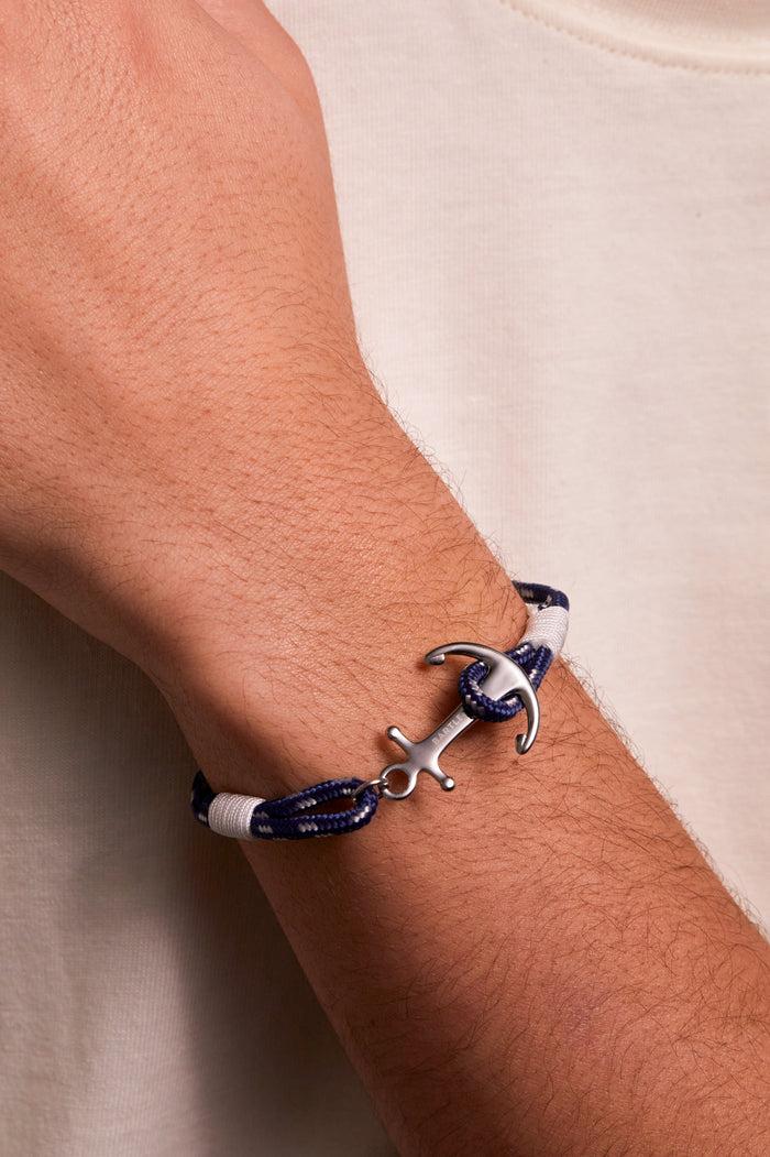 Estella Bartlett Men's Anchor Rope Bracelet Waterproof Stainless Steel | Navy