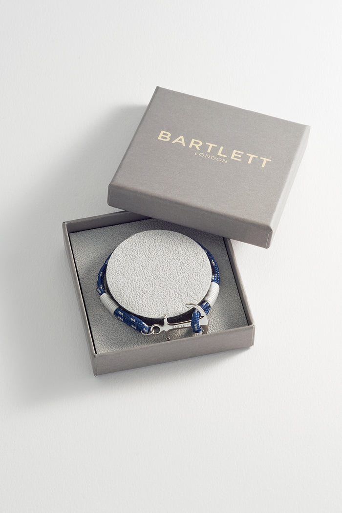 Estella Bartlett Men's Anchor Rope Bracelet Waterproof Stainless Steel | Navy