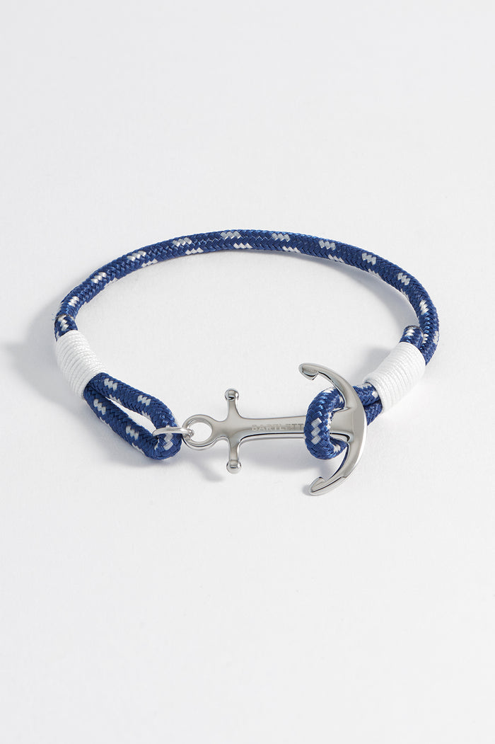 estella bartlett Men's Anchor Rope Bracelet Waterproof Stainless Steel | Navy