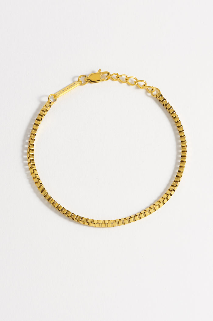 estella bartlett Men's Box Chain Bracelet Waterproof PVD Gold Plated