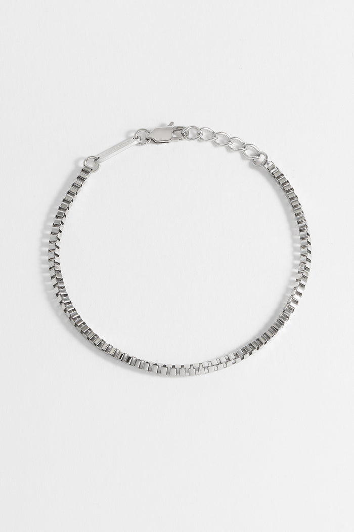 estella bartlett Men's Box Chain Bracelet Waterproof PVD Rhodium Plated