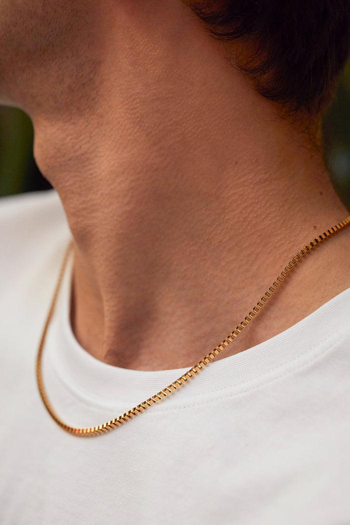Estella Bartlett Men's Box Chain Necklace Waterproof PVD Gold Plated