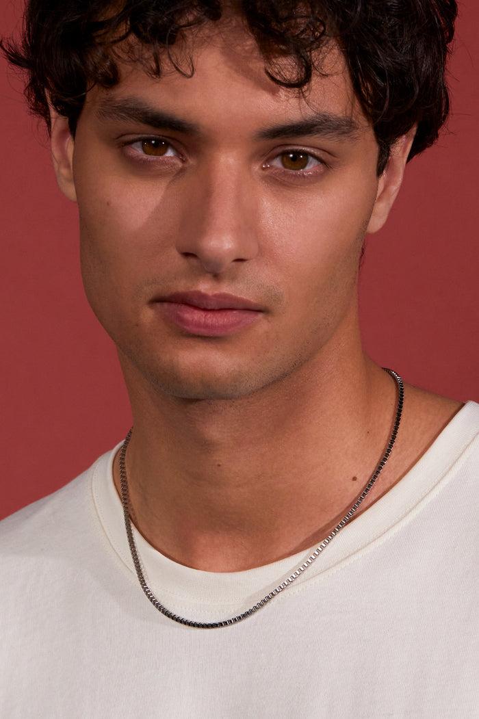 Estella Bartlett Men's Box Chain Necklace Waterproof PVD Rhodium Plated