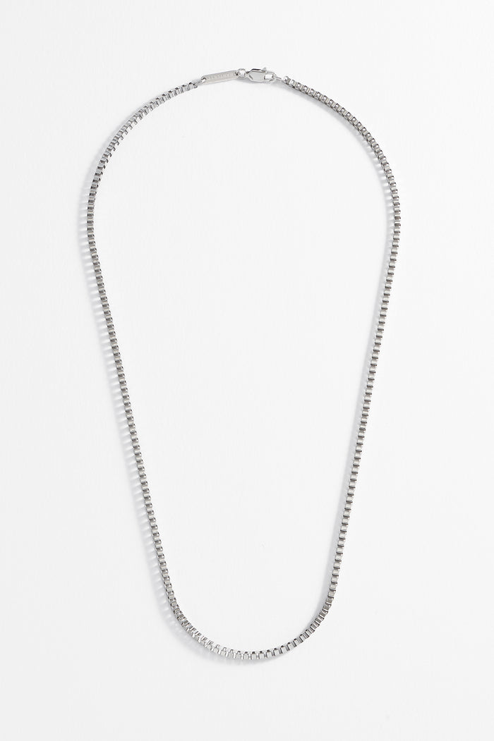 Estella Bartlett Men's Box Chain Necklace Waterproof PVD Rhodium Plated