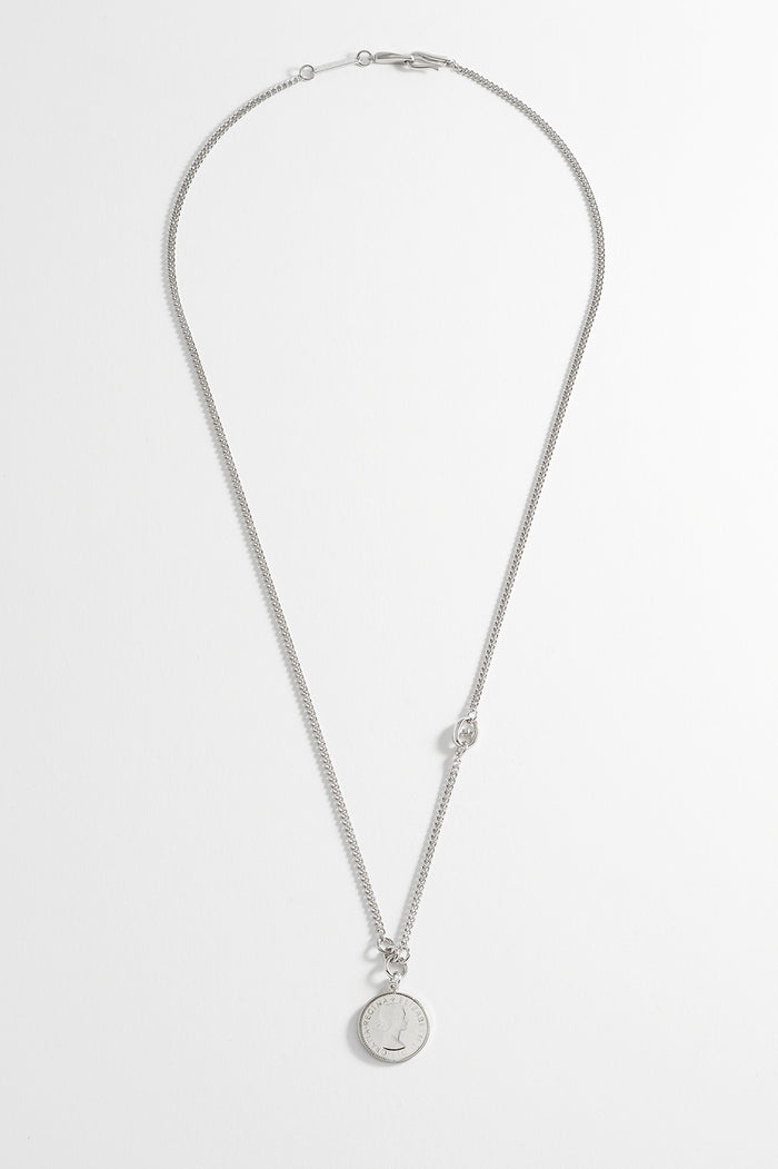 Estella Bartlett Men's Coin Necklace Rhodium Plated