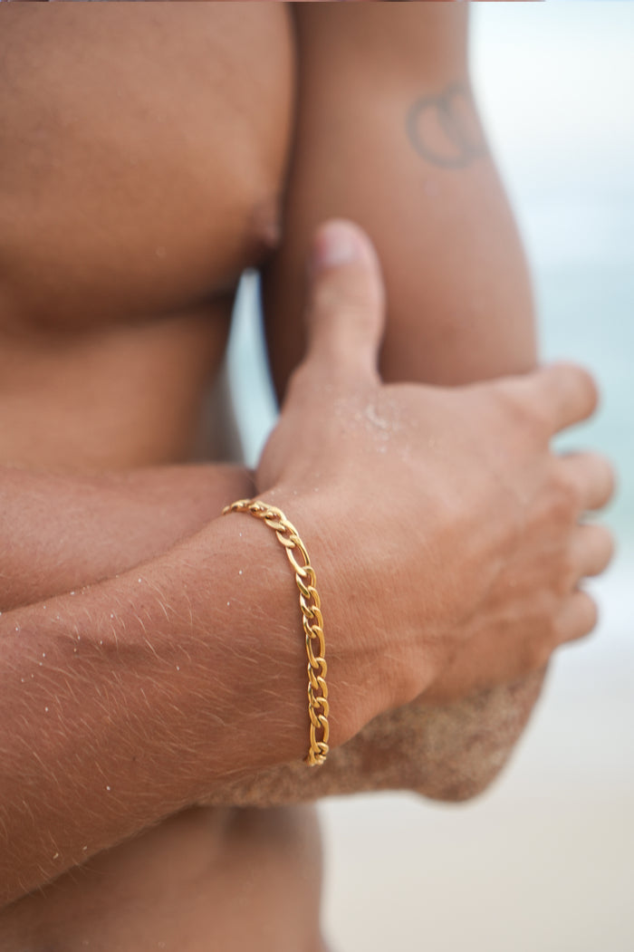 Estella Bartlett Men's Figaro Chain Bracelet Waterproof PVD Gold Plated