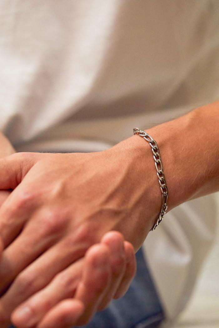 Estella Bartlett Men's Figaro Chain Bracelet Waterproof PVD Rhodium Plated