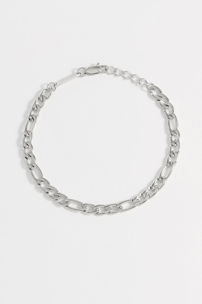 estella bartlett Men's Figaro Chain Bracelet Waterproof PVD Rhodium Plated