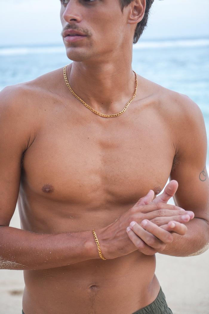 Estella Bartlett Men's Figaro Chain Necklace Waterproof PVD Gold Plated