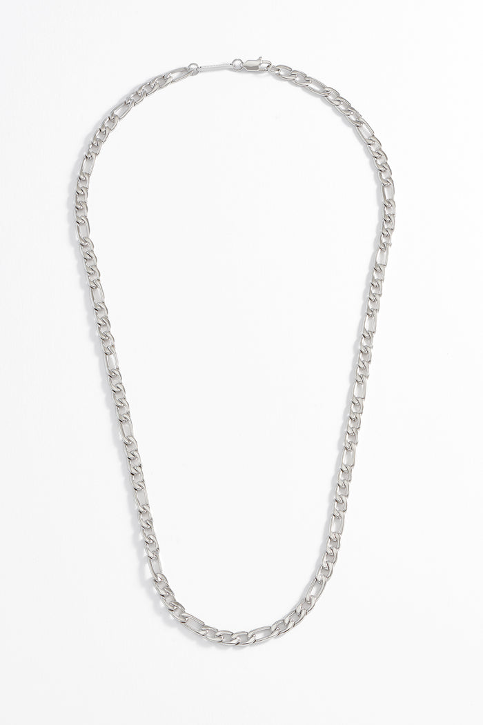 Estella Bartlett Men's Figaro Chain Necklace Waterproof PVD Rhodium Plated