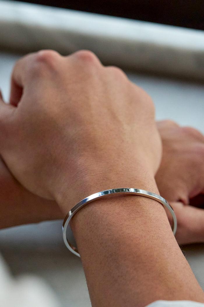 Estella Bartlett Men's Fine Bangle Waterproof PVD Rhodium Plated