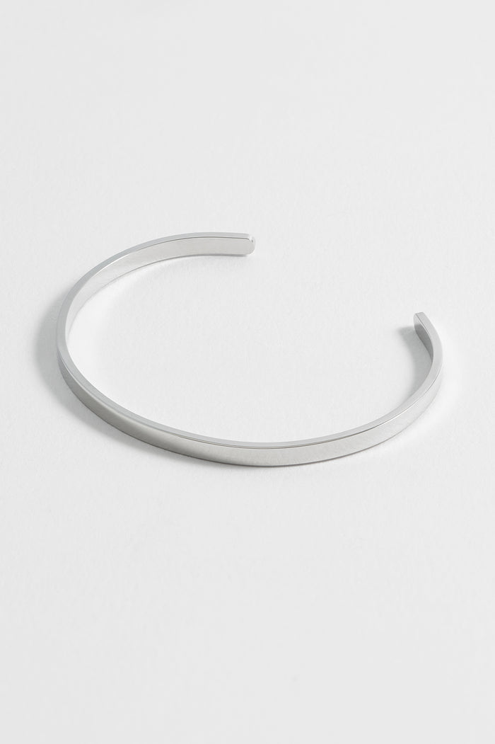 Estella Bartlett Men's Fine Bangle Waterproof PVD Rhodium Plated