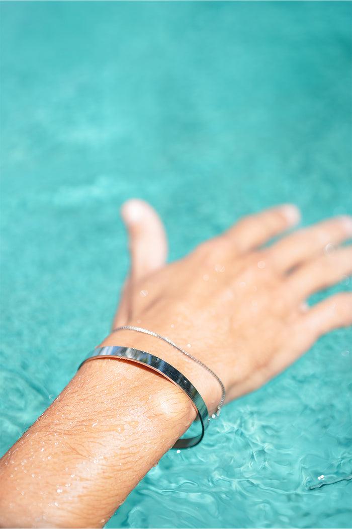 Estella Bartlett Men's Fine Curb Chain Bracelet Waterproof PVD Rhodium Plated