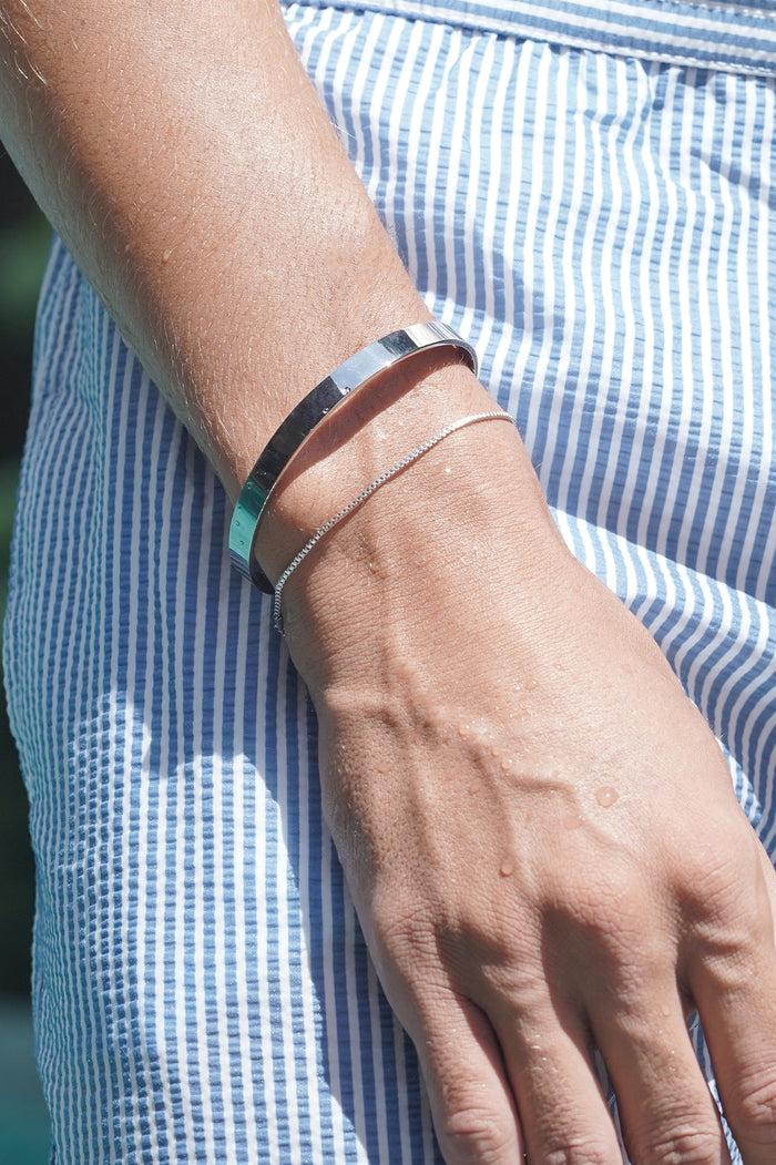 Estella Bartlett Men's Fine Curb Chain Bracelet Waterproof PVD Rhodium Plated