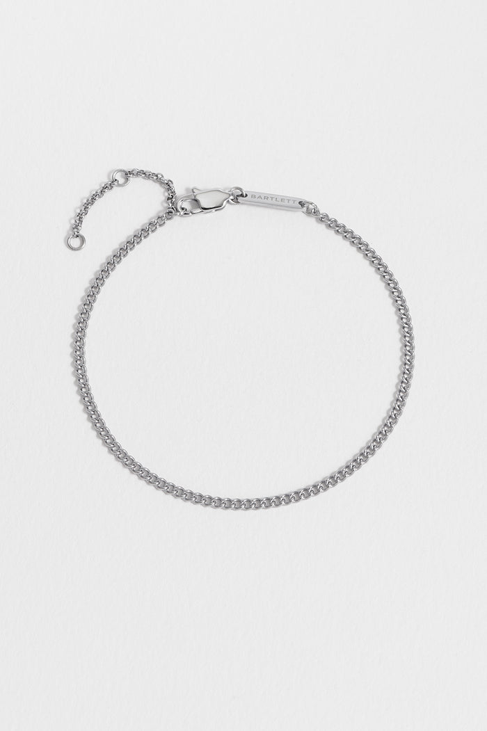 estella bartlett Men's Fine Curb Chain Bracelet Waterproof PVD Rhodium Plated