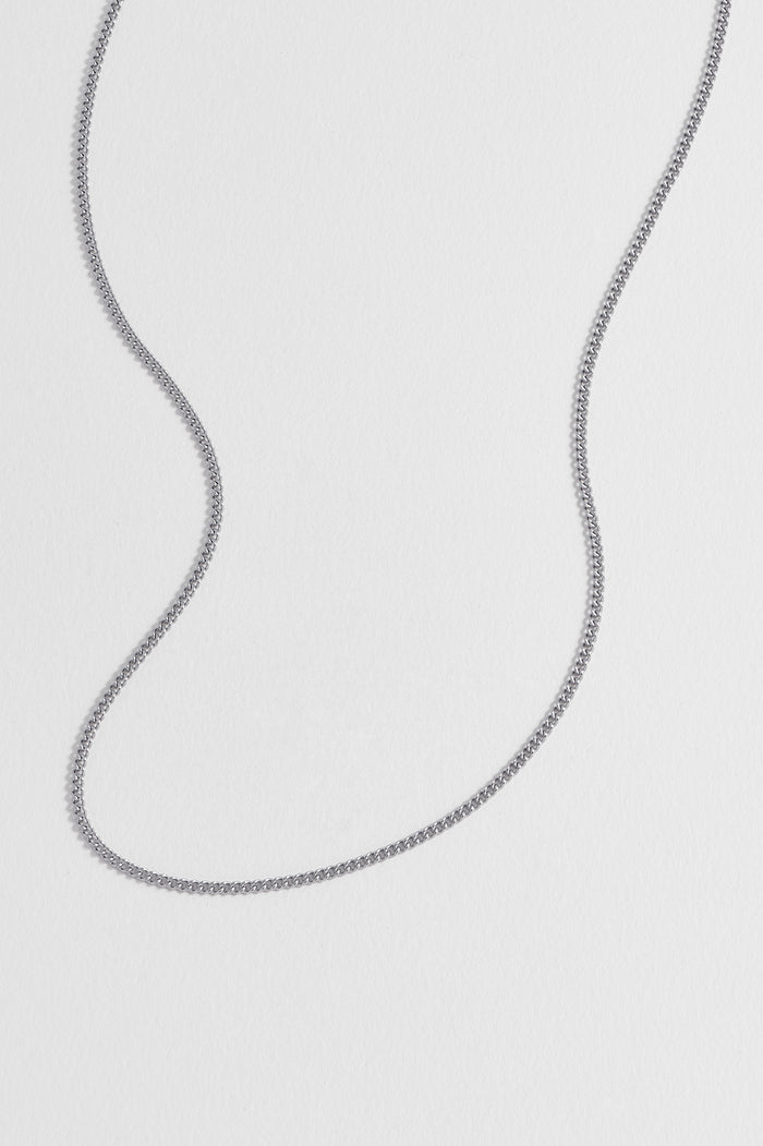 Estella Bartlett Men's Fine Curb Chain Necklace Waterproof PVD Rhodium Plated