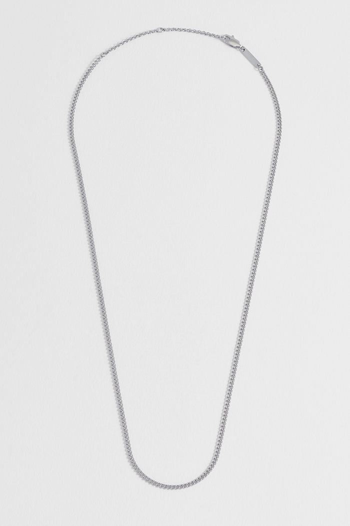 estella bartlett Men's Fine Curb Chain Necklace Waterproof PVD Rhodium Plated