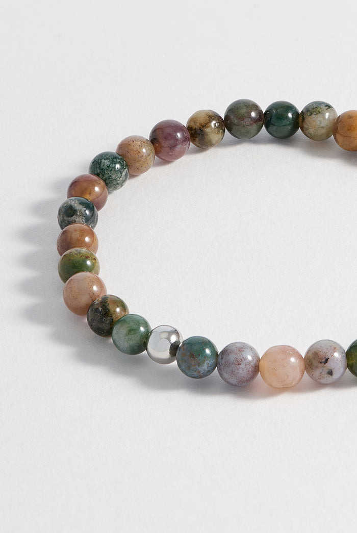 Estella Bartlett Men's Gemstone Beaded Bracelet Waterproof Stainless Steel | Tourmaline