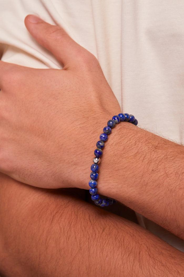 Estella Bartlett Men's Gemstone Beaded Bracelet Waterproof Stainless Steel | Lapis Lazuli
