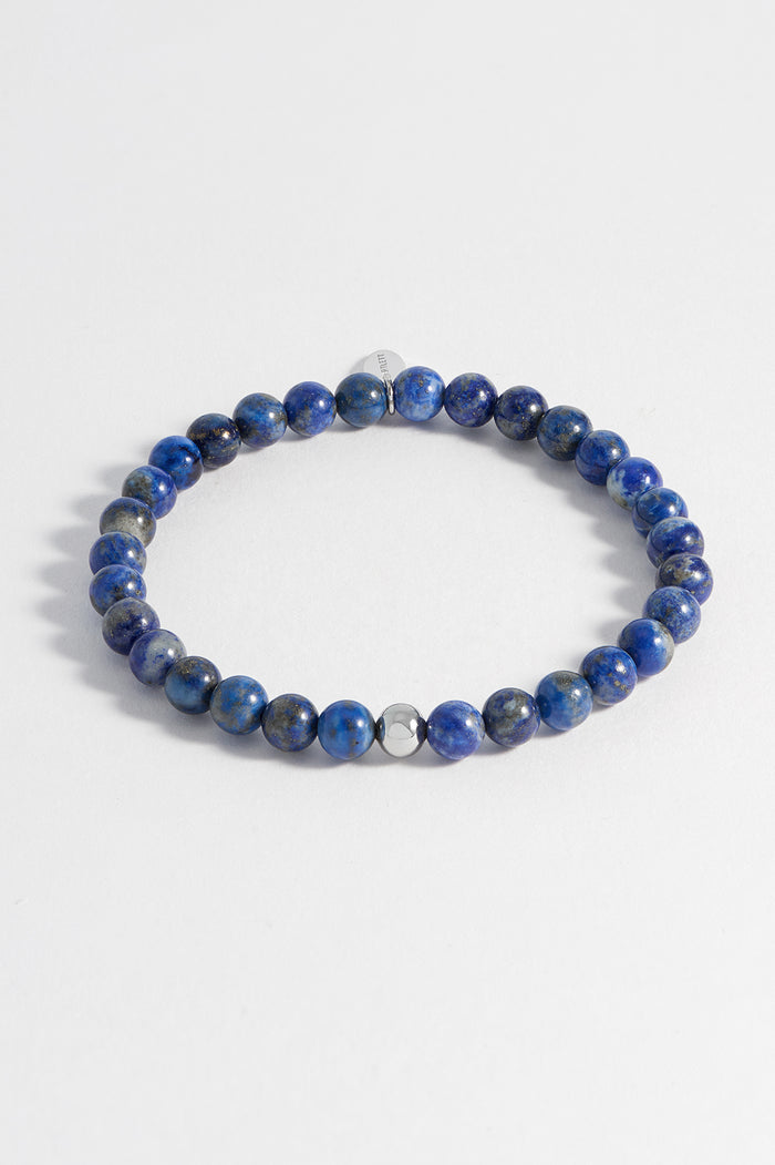 estella bartlett Men's Gemstone Beaded Bracelet Waterproof Stainless Steel | Lapis Lazuli