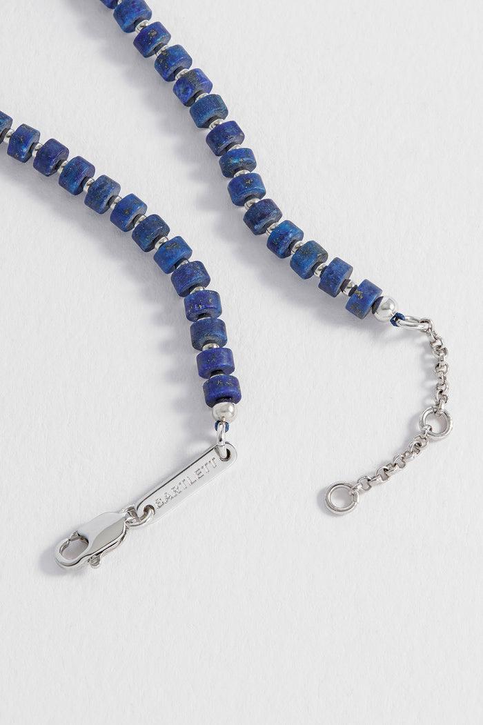 Estella Bartlett Men's Gemstone Rondelle Bracelet Waterproof PVD Rhodium Plated | Lapis