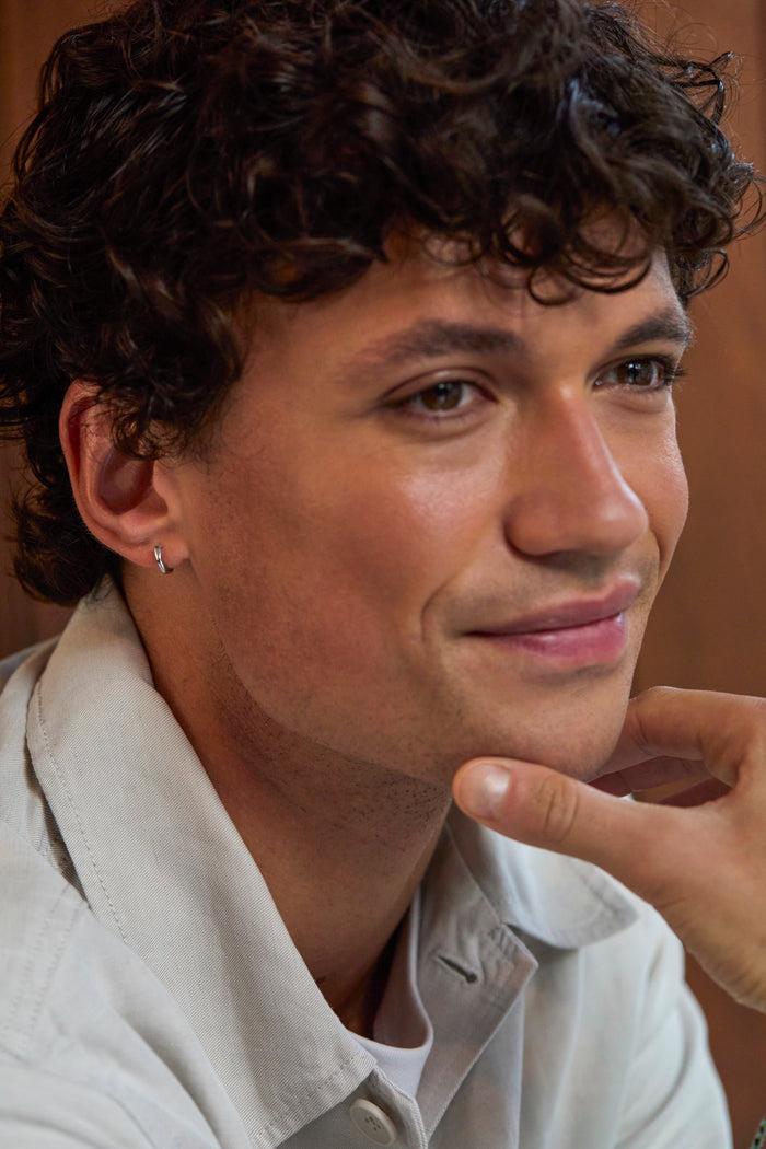 Estella Bartlett Men's Molten Huggie Hoop Waterproof PVD Rhodium Plated