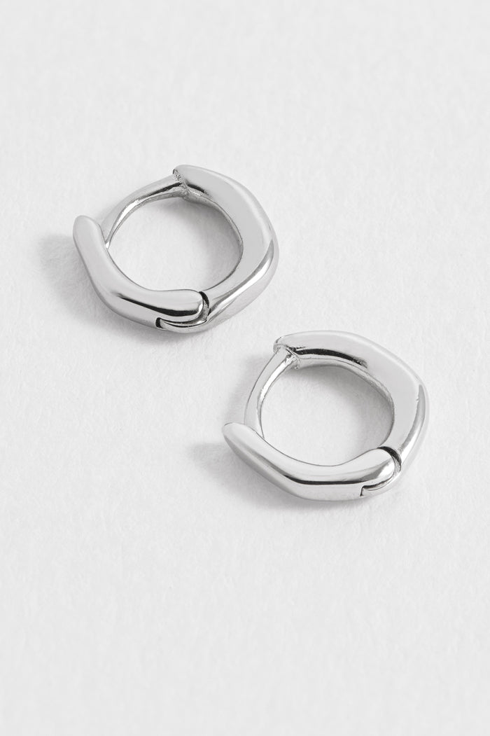 Estella Bartlett Men's Molten Huggie Hoop Waterproof PVD Rhodium Plated