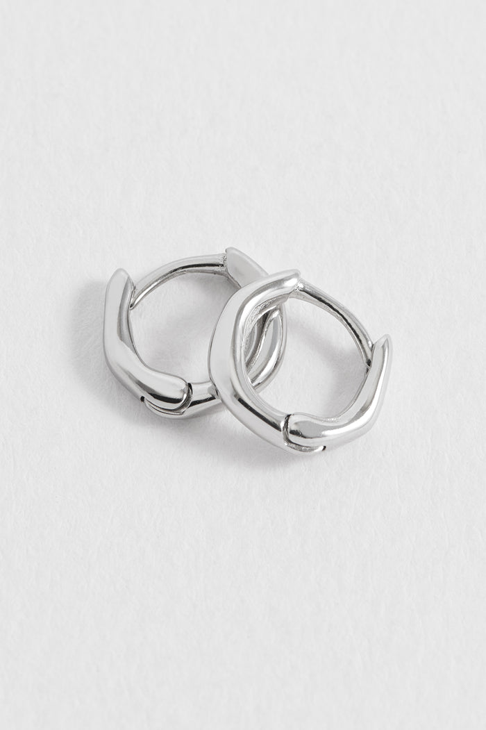 Estella Bartlett Men's Molten Huggie Hoop Waterproof PVD Rhodium Plated