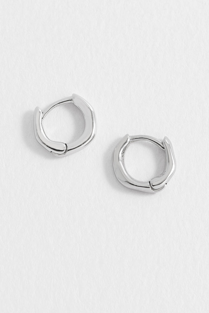 estella bartlett Men's Molten Huggie Hoop Waterproof PVD Rhodium Plated