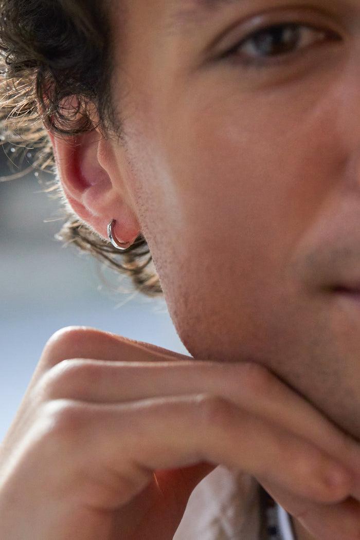 Estella Bartlett Men's Octagon Huggie Hoop Waterproof PVD Rhodium Plated