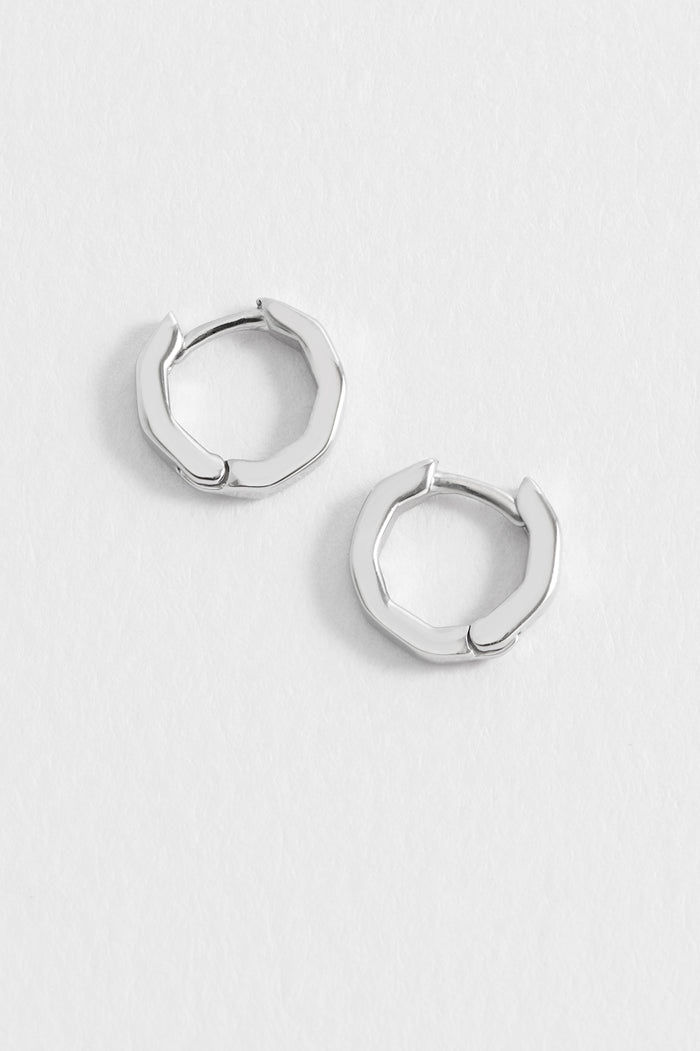 estella bartlett Men's Octagon Huggie Hoop Waterproof PVD Rhodium Plated