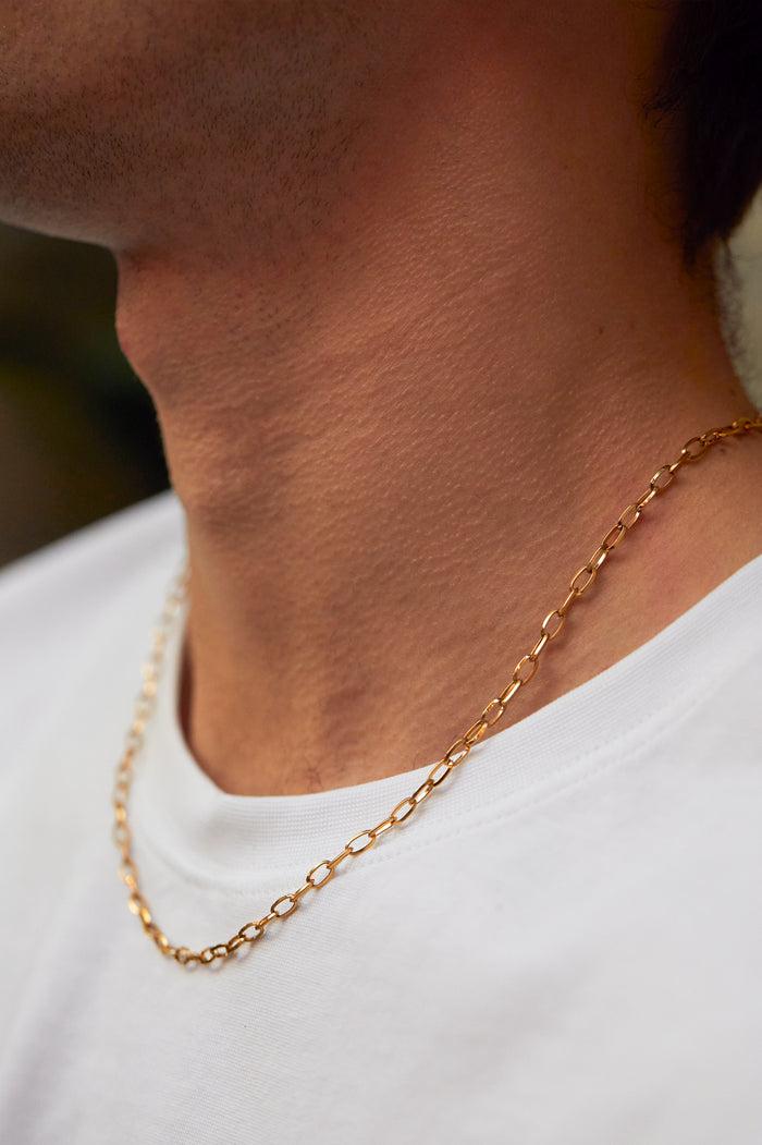 estella bartlett Men's Paperclip Chain Necklace Waterproof PVD Gold Plated